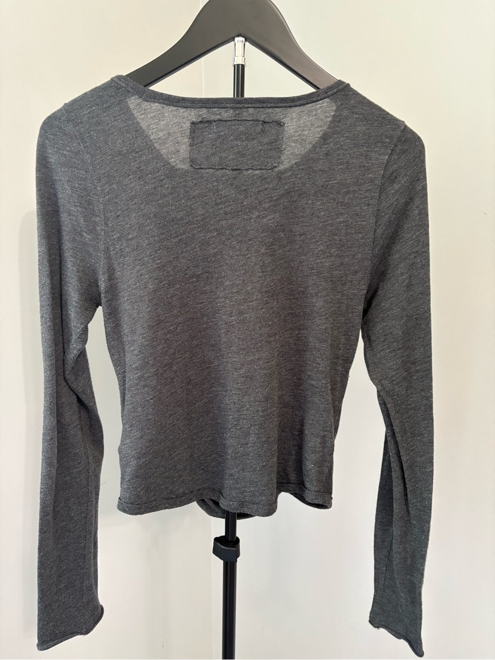 Free People We The Free Ruched Long Sleeve Top Charcoal Grey Size M Whimsygoth - Picture 3 of 6